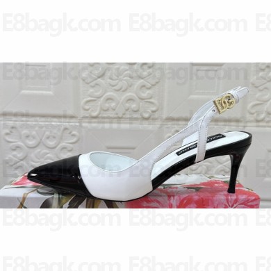 Dolce & Gabbana Heel 6.5cm Patent leather slingbacks Black/White 2024