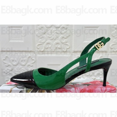 Dolce & Gabbana Heel 6.5cm Patent leather slingbacks Black/Green 2024