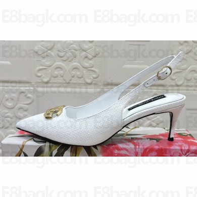 Dolce & Gabbana Heel 6.5cm Raffia slingbacks White 2024