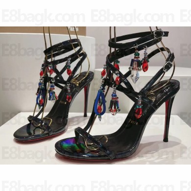 Christian Louboutin Heel 10cm leather Sandals with Pampillas Black 2024