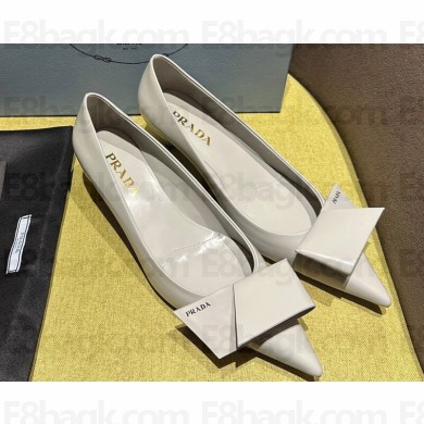 Prada Heel 4.5cm Brushed leather pumps with Architectural details Gray 2024