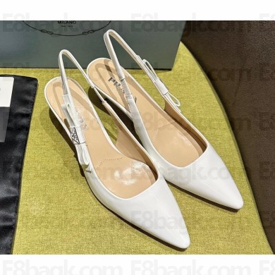 Prada Heel 5.5cm Patent leather slingbacks 1I190N White 2024