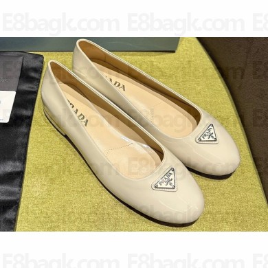 Prada Patent leather ballerinas with rounded line 1F200N Beige 2024