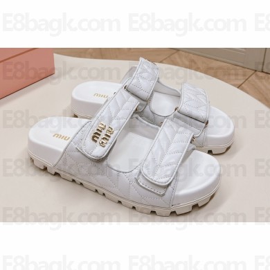 Miu Miu Matelassé nappa leather slides 5XX640 White 2024
