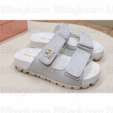 Miu Miu nappa leather slides 5XX640 White 2024