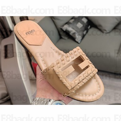 Fendi Baguette leather Slides Beige with lace-up details 2024