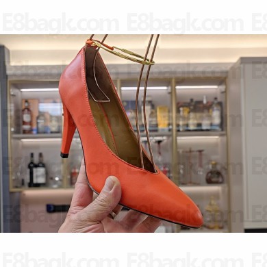 Fendi Filo high-heeled 8.5cm leather pumps Red with metallic ankle strap 2024