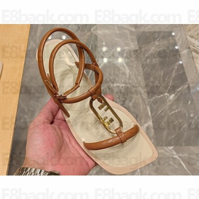 Fendi Leather O'Lock Sandals Brown 2024