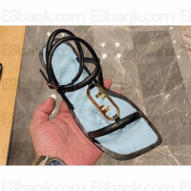 Fendi Leather O'Lock Sandals Black 2024