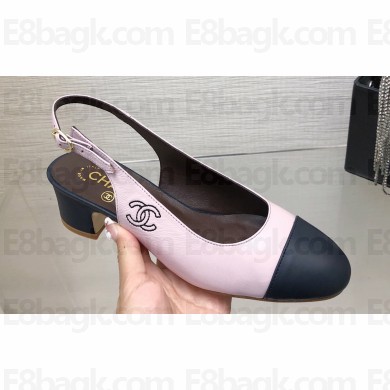 Chanel Heel 4.5cm CC Logo Calfskin Slingbacks G45566 Pink 2024
