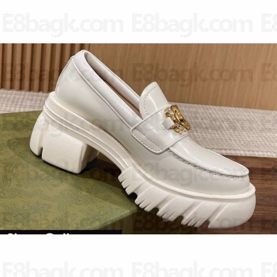 Gucci Interlocking G and Crystal lug sole loafers White 2024