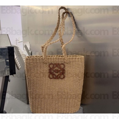 Cheap Sale Loewe Raffia Straw Anagram Tote bag Beige 2024