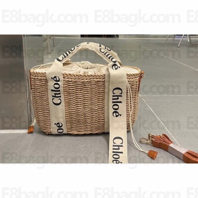 Cheap Sale Chloe Raffia Straw and Leather Tote bag Beige/White 2024