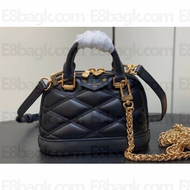 Louis Vuitton Lambskin Nano Alma Bag M83048 Black 2024