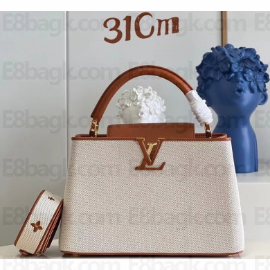 Louis Vuitton Taurillon leather and canvas Capucines MM Bag M59969 Brown