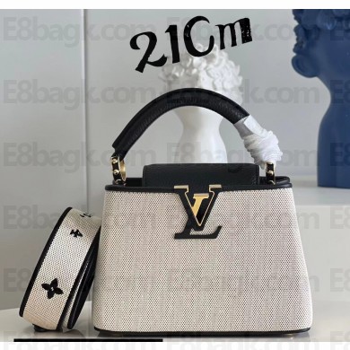 Louis Vuitton Taurillon leather and canvas Capucines Mini Bag Black