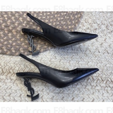 Saint Laurent Heel 8.5cm Opyum slingback Pumps in leather Black
