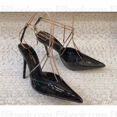 Saint Laurent Heel 11cm Claw Pumps In Patent Leather Black 2024