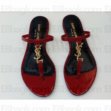 Saint Laurent cassandra slides in patent leather 776081 Red/Gold 2024