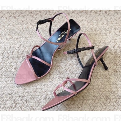 Saint Laurent Heel 5.5cm clara sandals in crepe satin Pink 2024