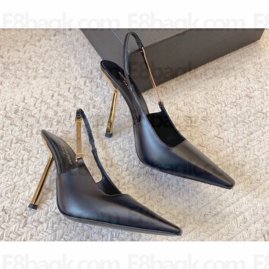 Saint Laurent Heel 11cm blake slingback pumps in leather 776352 Black 2024