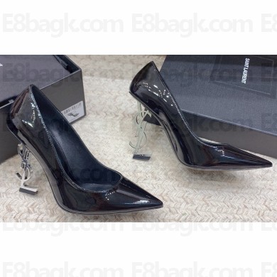 Saint Laurent Heel 10.5cm Opyum Pumps in patent leather 472011 Black/Silver