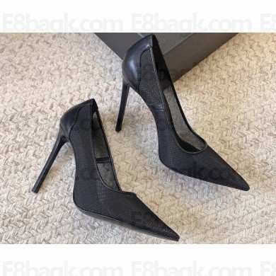 Saint Laurent Heel 11cm anja pumps in mesh 755099 Black 2024