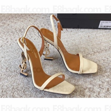 Saint Laurent Heel 10.5cm Opyum slingback sandals in leather 754880 Beige