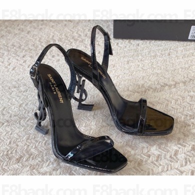 Saint Laurent Heel 10.5cm Opyum slingback sandals in patent leather 754880 So Black