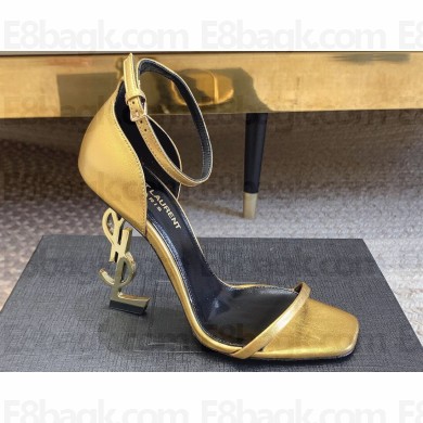 Saint Laurent Heel 10.5cm Opyum sandals in leather 557662 Gold