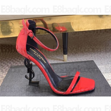 Saint Laurent Heel 10.5cm Opyum sandals in patent leather 557662 Red