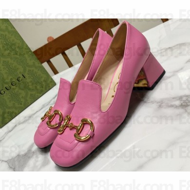 Gucci Heel 5.5cm Pumps with Horsebit in leather Pink