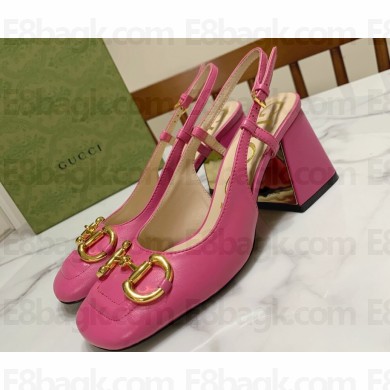 Gucci Heel 2.5cm/5.5cm/7.5cm slingbacks with Horsebit in leather Fuchsia