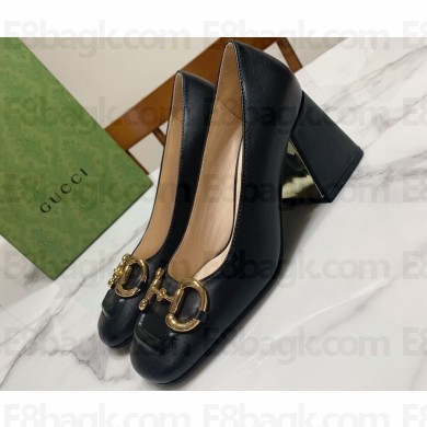 Gucci Heel 2.5cm/5.5cm/7.5cm pumps with Horsebit in leather Black