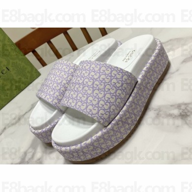 Gucci GG platform Women/Men slide sandals 623212 GG canvas jacquard 05 2024