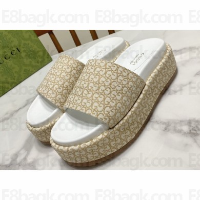 Gucci GG platform Women/Men slide sandals 623212 GG canvas jacquard 02 2024