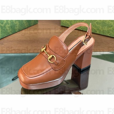 Gucci Heel 8.5cm Platform 2.5cm Horsebit mules 771566 leather Brown 2024