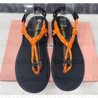 Miu Miu Riviere cord and leather sandals 5Y184E Orange 2024