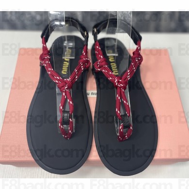 Miu Miu Riviere cord and leather sandals 5Y184E Red 2024