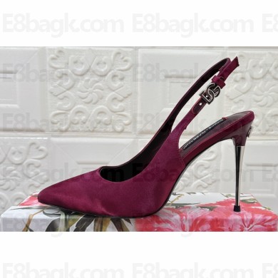 Dolce & Gabbana Heel 10.5cm Satin slingbacks Burgundy 2024
