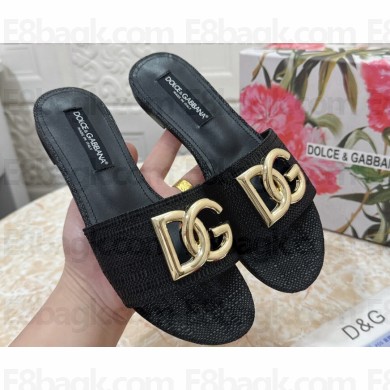 Dolce & Gabbana Raffia sliders Black 2024