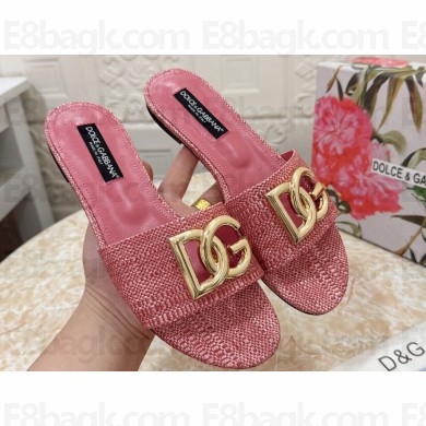 Dolce & Gabbana Raffia sliders Pink 2024