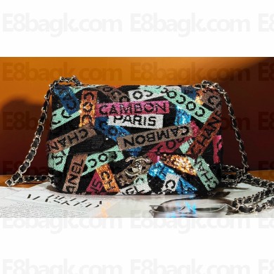 Chanel Sequins & Ruthenium-Finish Metal Small Flap Bag AS4418 Multicolour 2024
