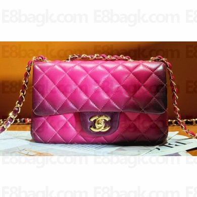 Chanel Gradient Lambskin & Gold-Tone Metal Small Classic Flap Handbag Fuchsia/Purple 2024