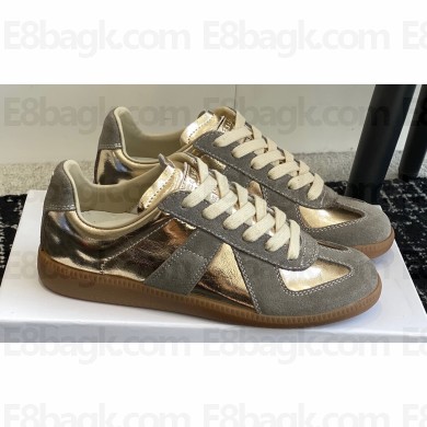 Maison Margiela Replica Women/Men sneakers in nappa leather and suede Gray/Gold 2024