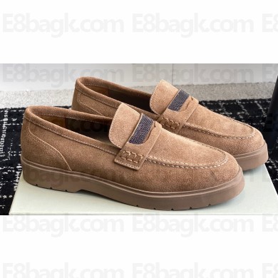 Brunello Cucinelli Suede penny loafers Brown with monili 2024
