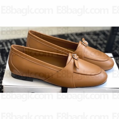 Cotemp Calfskin Leather Loafers Brown with Buckle 2024