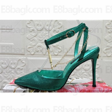 Dolce & Gabbana Heel 10.5cm Karung slingbacks Green with chain and charm 2024
