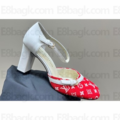 Louis Vuitton Heel 8cm Buckle Vintage Sandals Red/White 2024