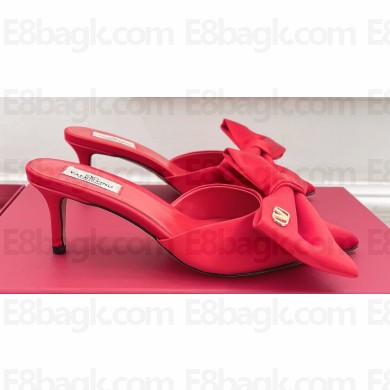 Valentino Heel 6cm Un Château Bow Mules Satin Red 2024